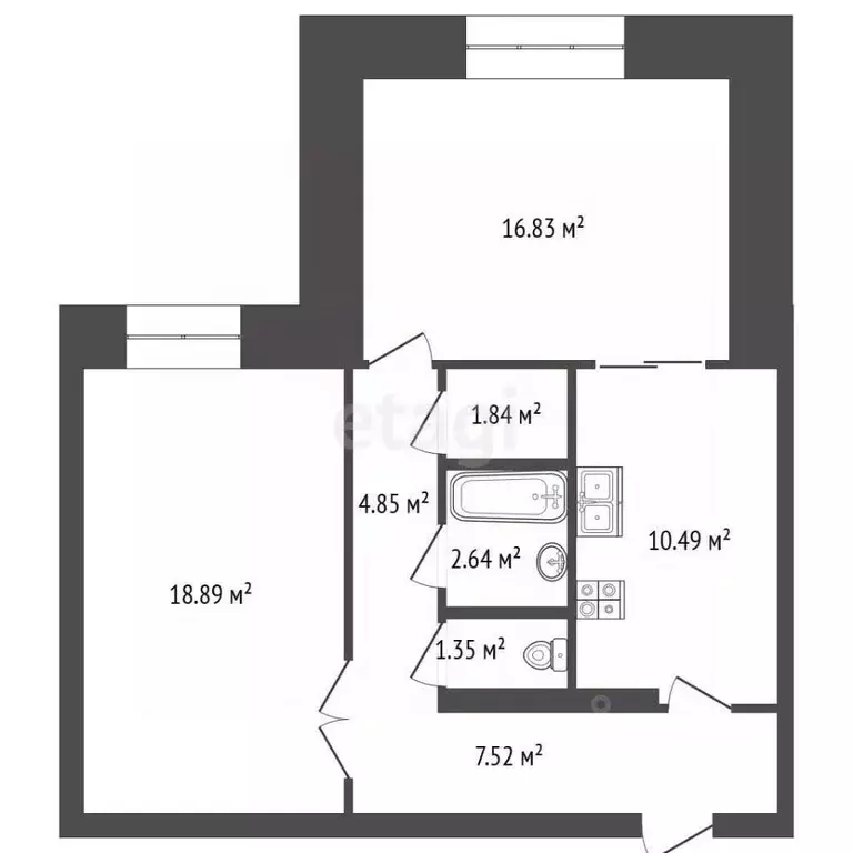 2-к кв. Башкортостан, Стерлитамак ул. Баумана, 2 (63.3 м) - Фото 1
