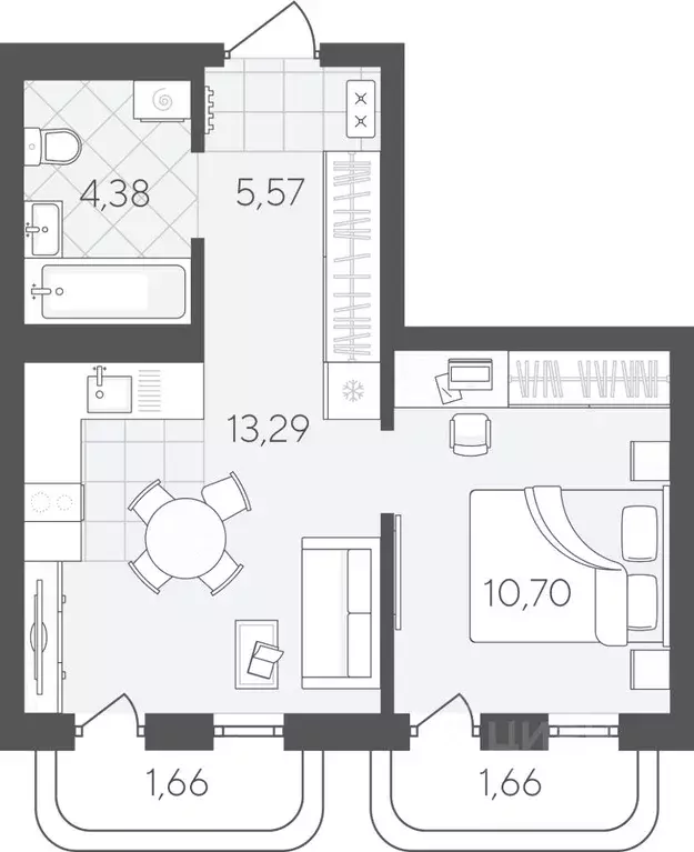 1-к кв. Тюменская область, Тюмень ул. Вадима Бованенко, 11 (37.26 м) - Фото 1