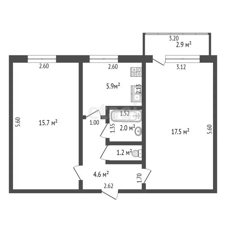 2-комнатная квартира: Якутск, улица Лермонтова, 20 (44.6 м) - Фото 0