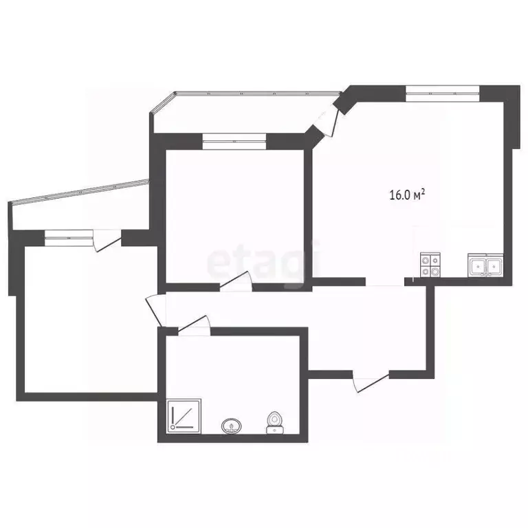 2-к кв. Тюменская область, Тюмень Комсомольская ул., 60 (75.5 м) - Фото 1