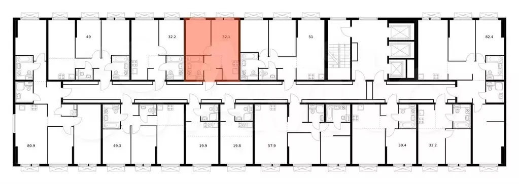 1-к. квартира, 32,1м, 13/24эт. - Фото 1