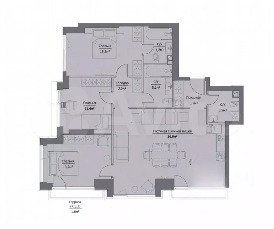 4-к. квартира, 100 м, 27/41 эт. - Фото 0