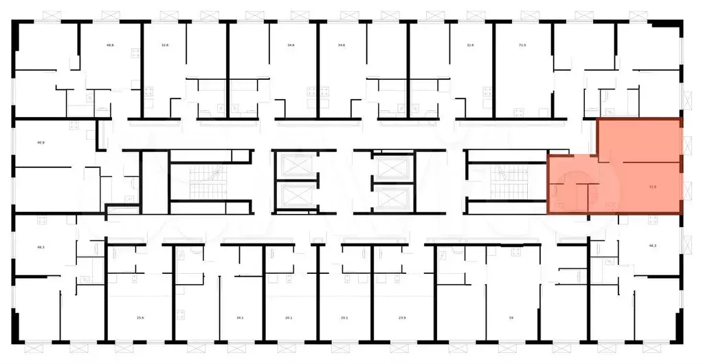 1-к. квартира, 42,8 м, 20/33 эт. - Фото 1