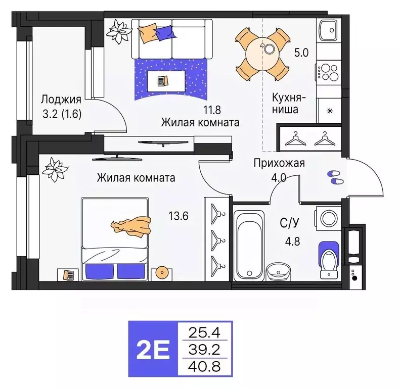 2-к кв. Пермский край, Пермь ул. Карла Модераха, 7 (40.8 м) - Фото 1
