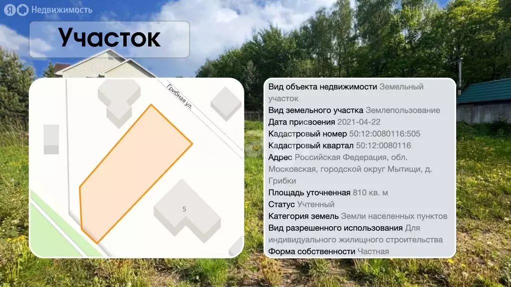 Участок в деревня Грибки, коттеджный посёлок Смородинка Клаб (8.1 м) - Фото 0