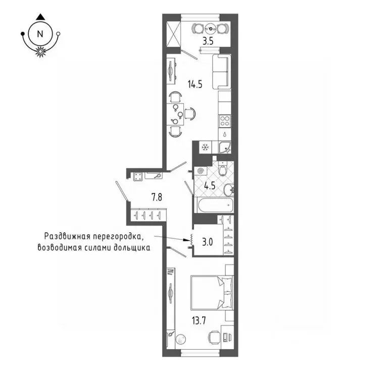 1-к кв. Санкт-Петербург бул. Измайловский, 9 (45.3 м) - Фото 0