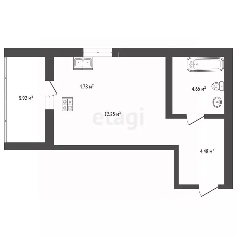 Студия Ростовская область, Батайск ул. Родная, 1 (32.0 м) - Фото 2