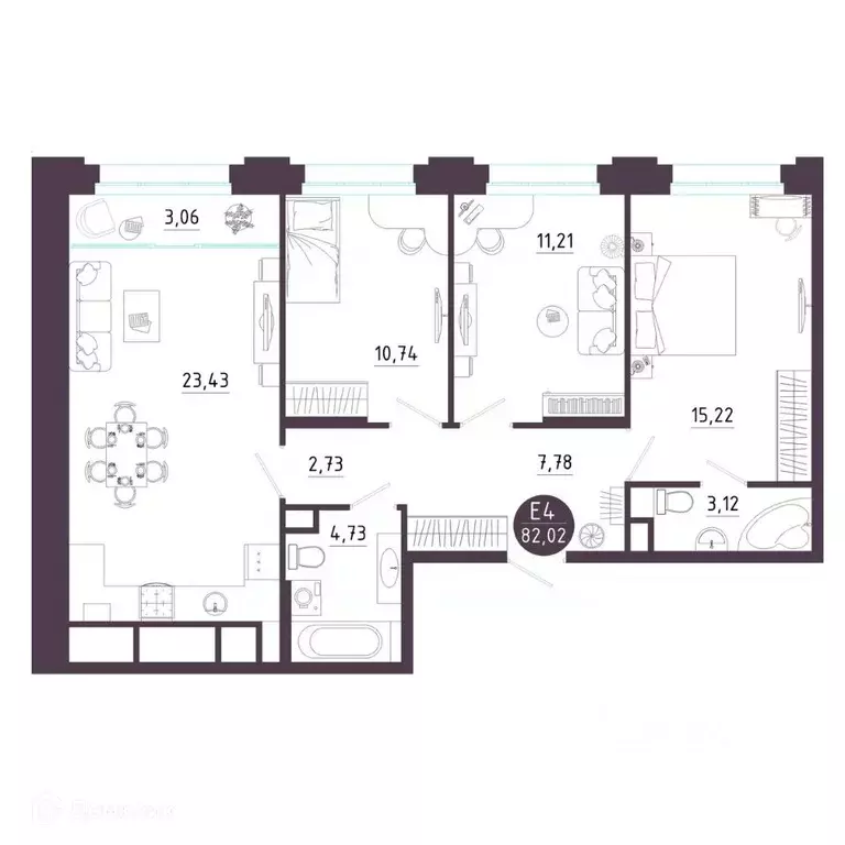 3-к кв. Рязанская область, Рязань Московское ш. (82.02 м) - Фото 1