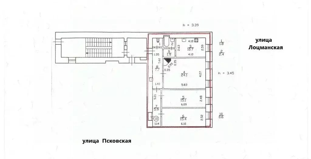 3-к кв. Санкт-Петербург Псковская ул., 34 (85.6 м) - Фото 1