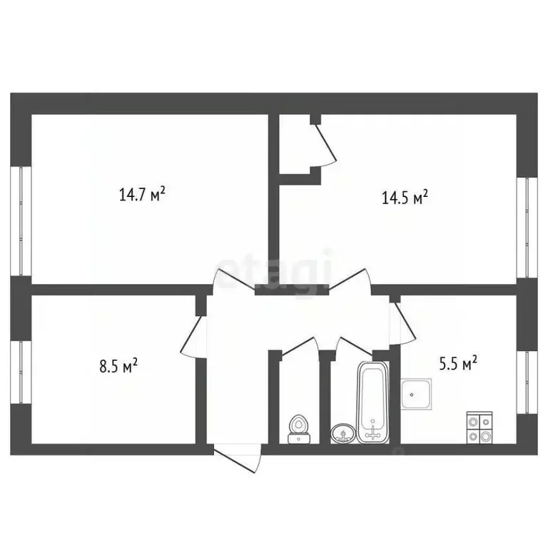 3-к кв. Вологодская область, пос. Непотягово 1 (53.2 м) - Фото 2