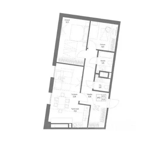 3-к кв. Татарстан, Казань Резиденция на Сары Садыковой жилой комплекс ... - Фото 1