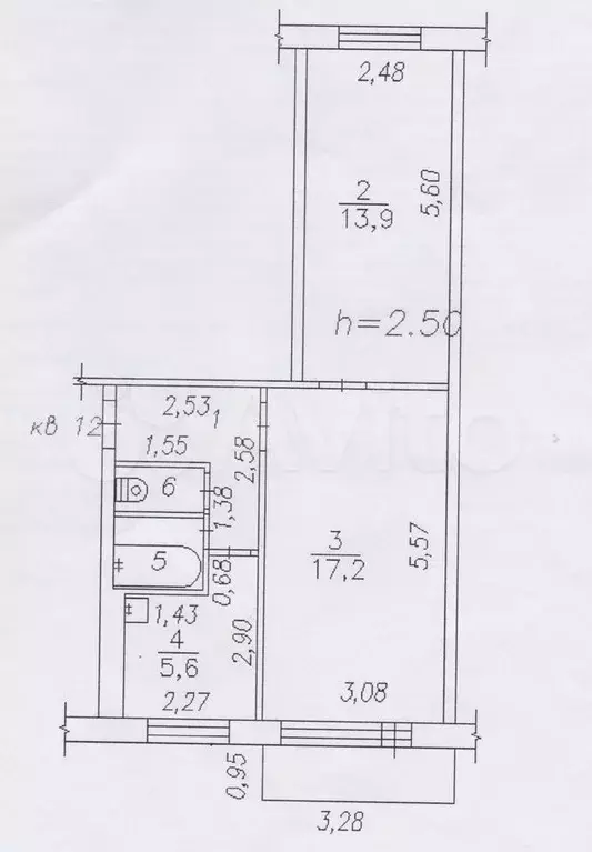 2-к. квартира, 44,2 м, 4/5 эт. - Фото 0