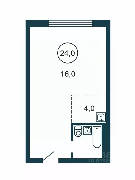 Студия Новосибирская область, Бердск Черемушная ул., 53к1 (24.0 м) - Фото 2