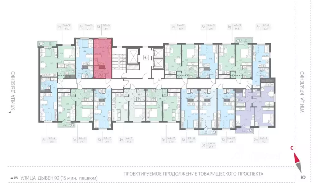 Студия Санкт-Петербург Товарищеский просп., 38Б (21.1 м) - Фото 1
