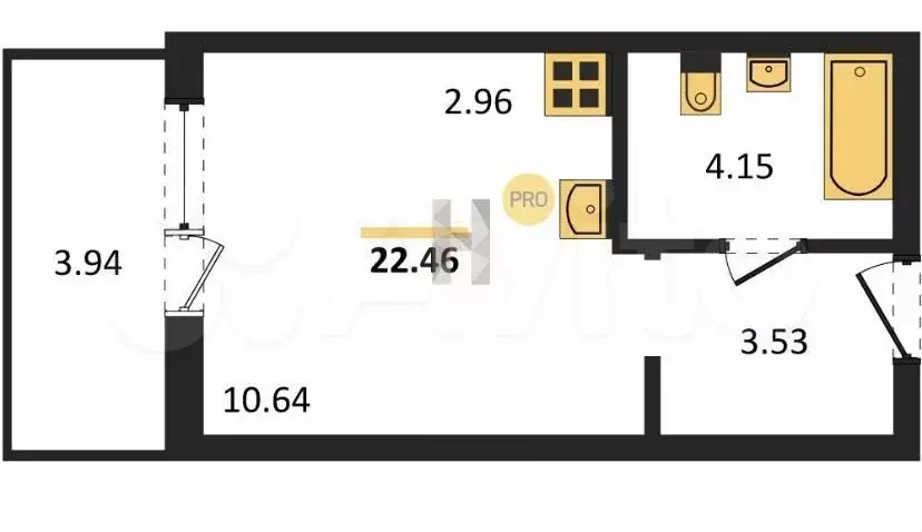 Квартира-студия, 22,7 м, 1/9 эт. - Фото 0