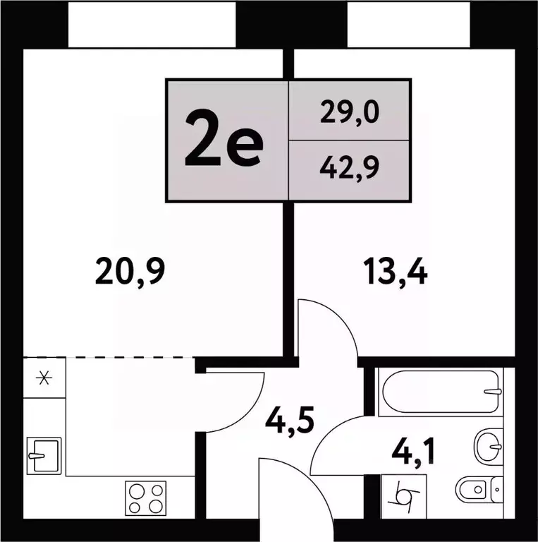 2-к кв. Москва Фестивальная ул., 15к24/1 (42.9 м) - Фото 0