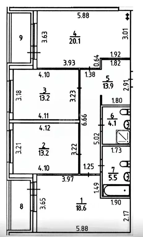 3-к кв. Свердловская область, Екатеринбург ул. Колмогорова, 73к1 (89.0 ... - Фото 1