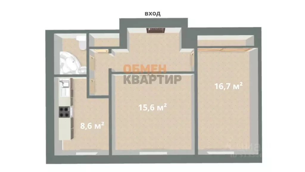 2-к кв. Свердловская область, Екатеринбург ул. Свердлова, 27 (54.7 м) - Фото 1