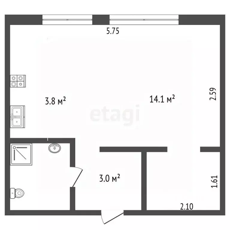 Студия Архангельская область, Архангельск Воскресенская ул., 9 (23.4 ... - Фото 1
