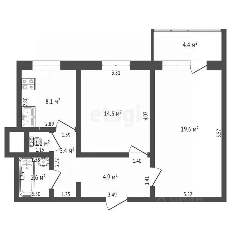 2-к кв. Самарская область, Самара Ново-Вокзальная ул., 253 (55.7 м) - Фото 0