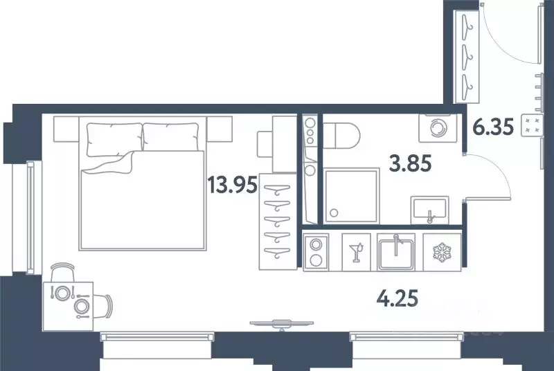 Студия Санкт-Петербург Московское ш., 13ЖЗ (28.4 м) - Фото 0