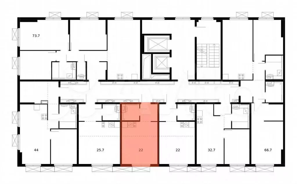 Квартира-студия, 22м, 10/14эт. - Фото 1