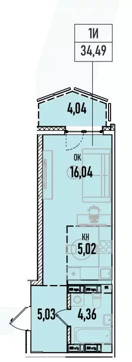 1-комнатная квартира: Иркутск, Донская улица, 5Д (34.49 м) - Фото 0