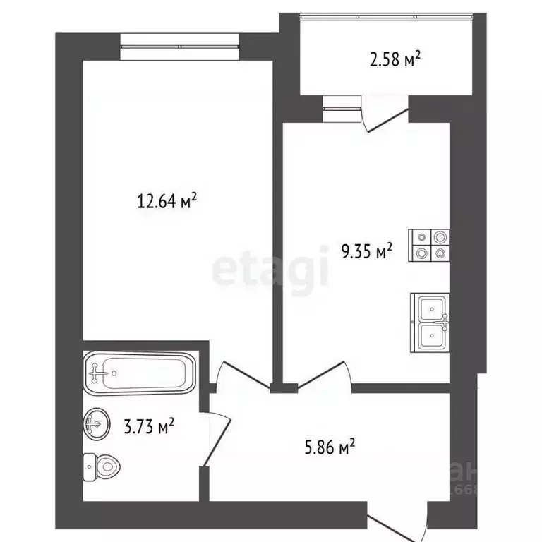 1-к кв. Калининградская область, Калининград ул. Крейсерская, 13к1 ... - Фото 1