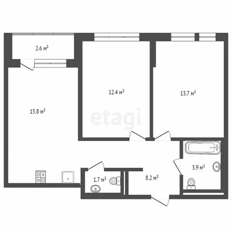 2-комнатная квартира: Тюмень, Полевая улица, 117к1 (56.5 м) - Фото 0