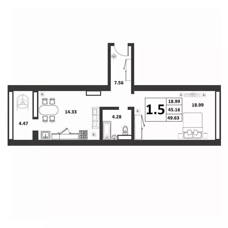 1-к кв. Новгородская область, Великий Новгород ул. Якова Павлова, 15 ... - Фото 1