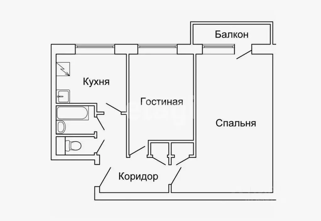 2-к кв. Тульская область, Щекино Советская ул., 24 (46.0 м) - Фото 2