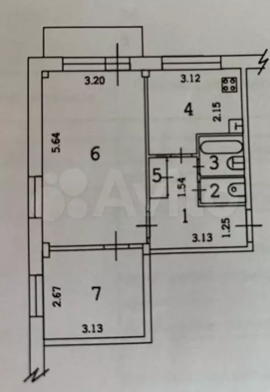 2-к. квартира, 43,4 м, 2/5 эт. - Фото 0