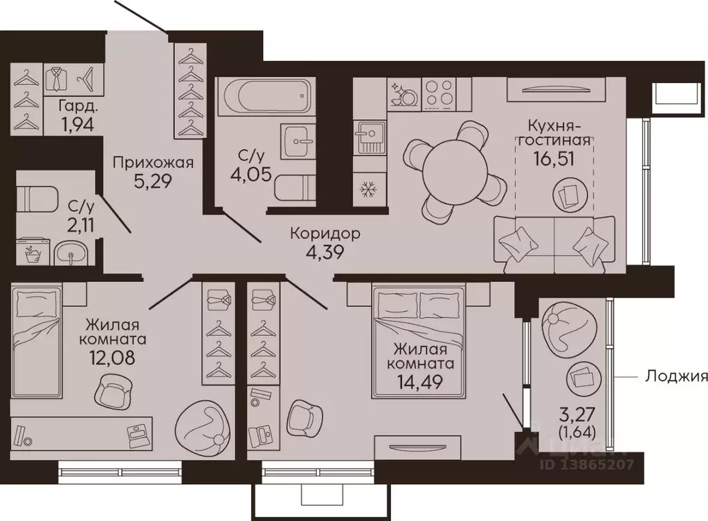 2-к кв. Свердловская область, Екатеринбург Вокзальный жилрайон,  (62.5 ... - Фото 1