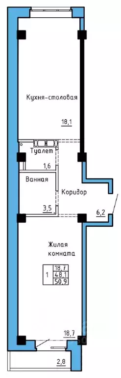 1-к кв. Хакасия, Абакан Колхозная ул., 43 (49.5 м) - Фото 0