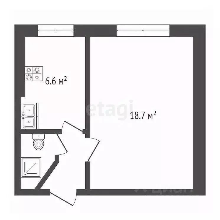 1-к кв. Крым, Феодосия ул. Красноармейская, 8 (30.4 м) - Фото 2