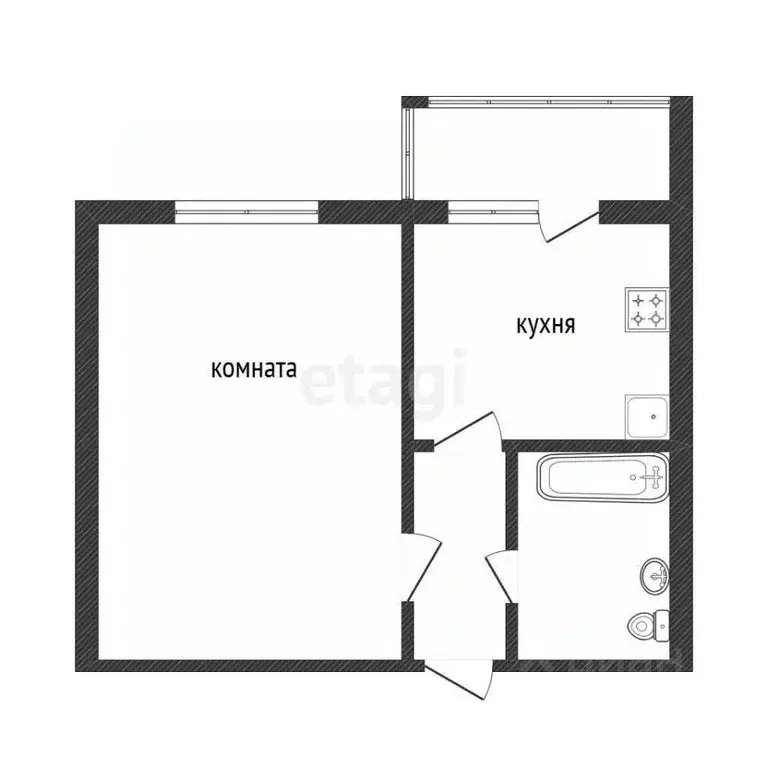 1-к кв. Омская область, Омск ул. Гуртьева, 33 (28.5 м) - Фото 1