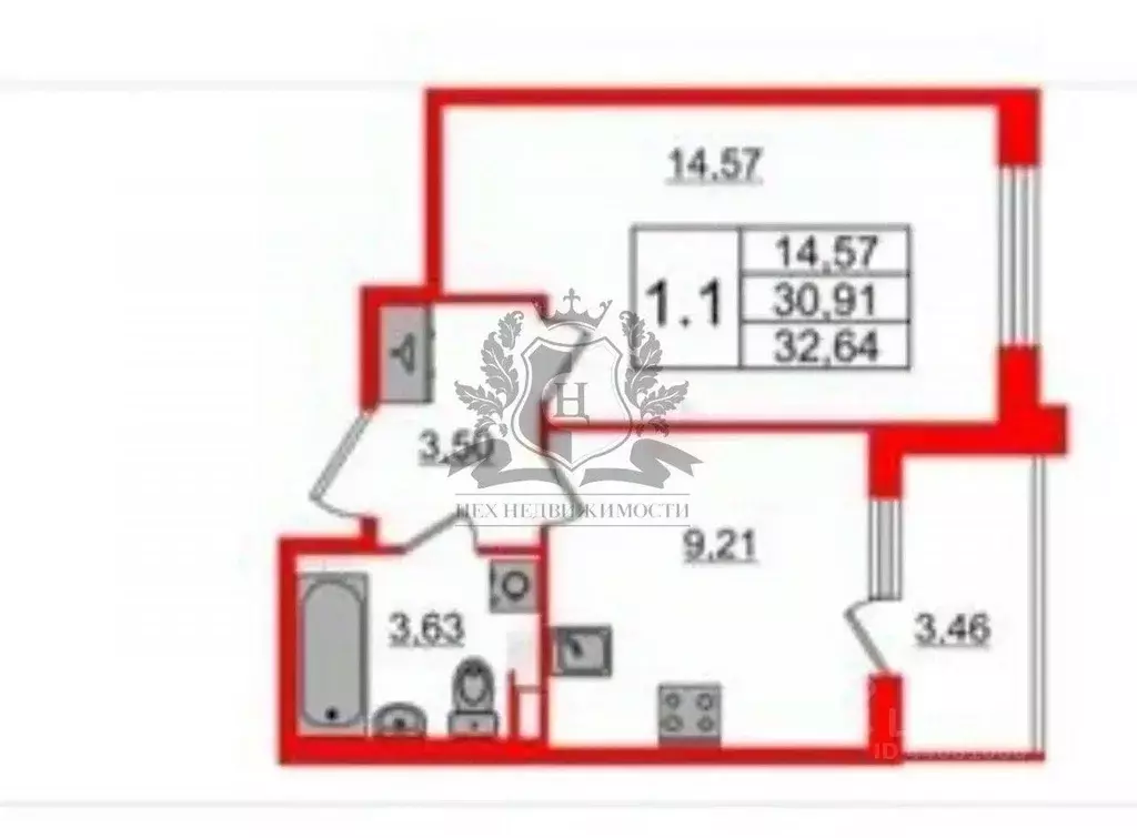 Квартира, 1 комната, 30.4 м - Фото 2