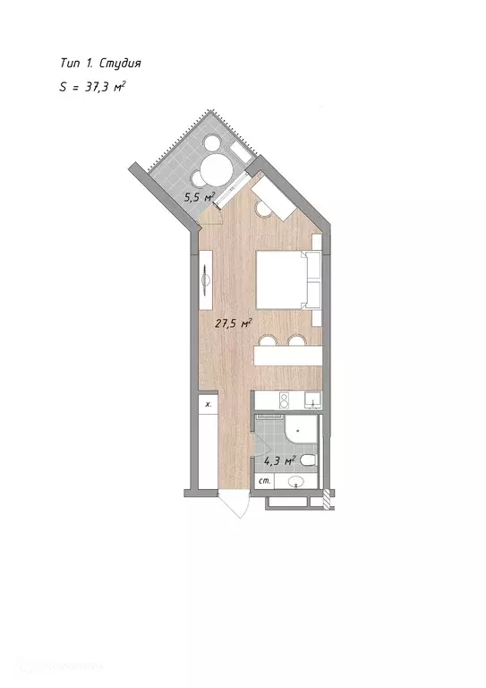 Продаётся квартира-студия, 37.3 м - Фото 0