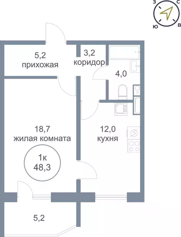 1-к кв. Ханты-Мансийский АО, Нефтеюганск 17-й мкр, 7/2 (48.3 м) - Фото 0