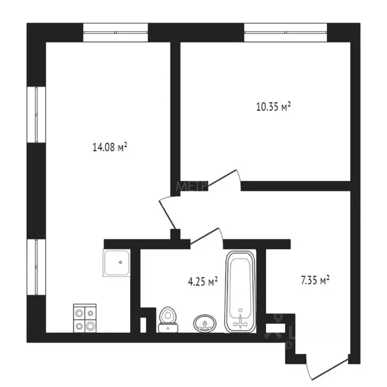 1-к кв. Тюменская область, Тюмень ул. Первооткрывателей, 10 (38.0 м) - Фото 2