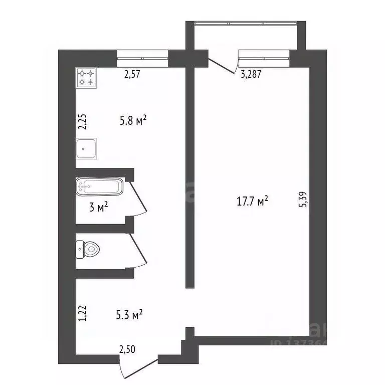 1-к кв. Амурская область, Благовещенск пос. Моховая Падь, ДОС кв-л, 17 ... - Фото 0