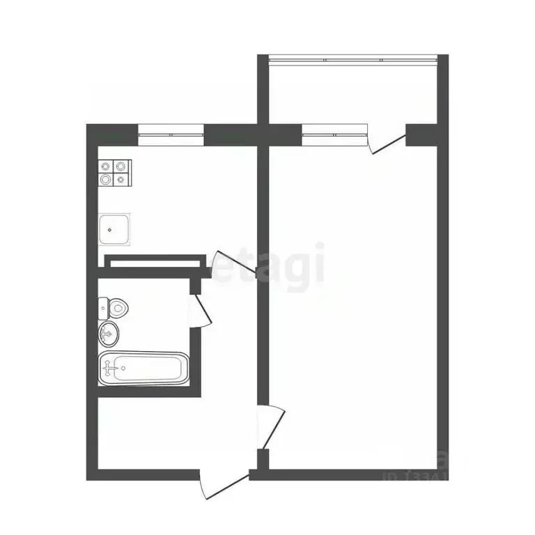 1-к кв. Ульяновская область, Ульяновск Верхнеполевая ул., 23 (35.2 м) - Фото 2