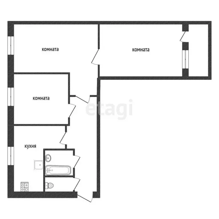 3-комнатная квартира: Кириши, улица Нефтехимиков, 3 (66.3 м) - Фото 1