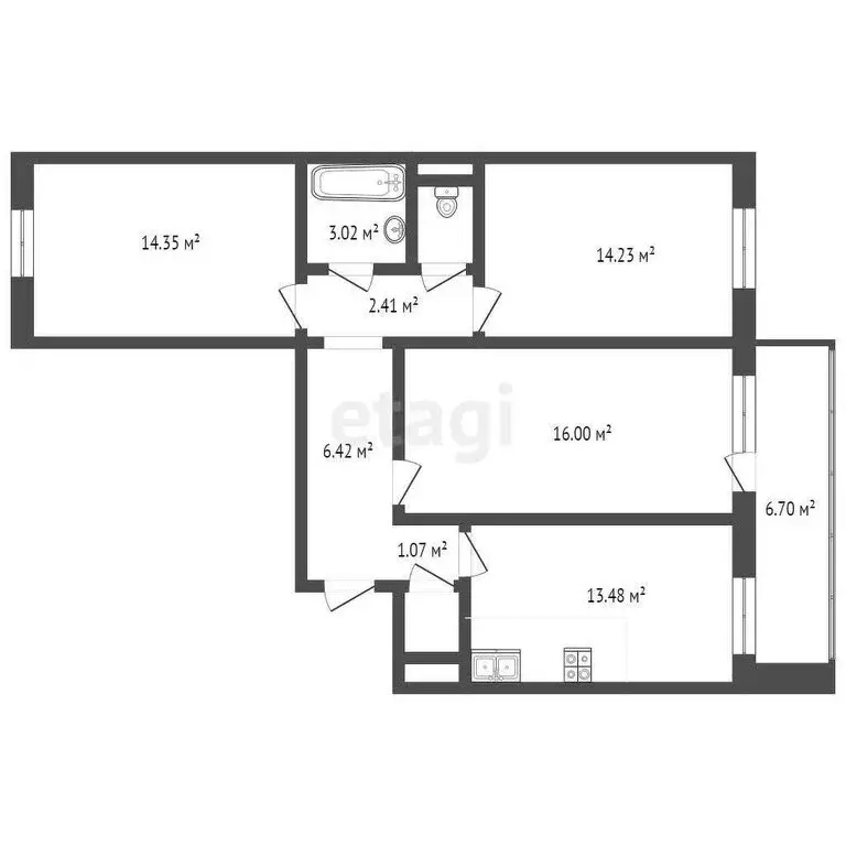 3-комнатная квартира: Краснодар, Античная улица, 10 (74.3 м) - Фото 0