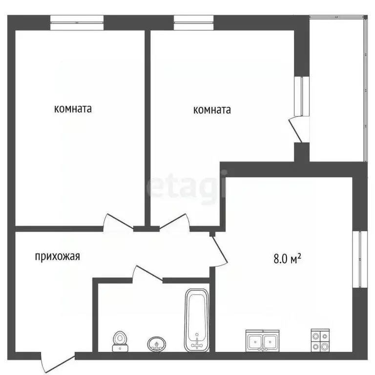 2-к кв. Ростовская область, Батайск ул. Ушинского, 43 (51.5 м) - Фото 1
