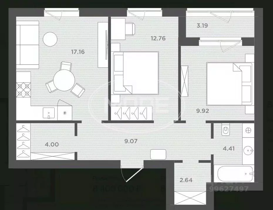 2-к кв. Калининградская область, Гурьевский муниципальный округ, пос. ... - Фото 2