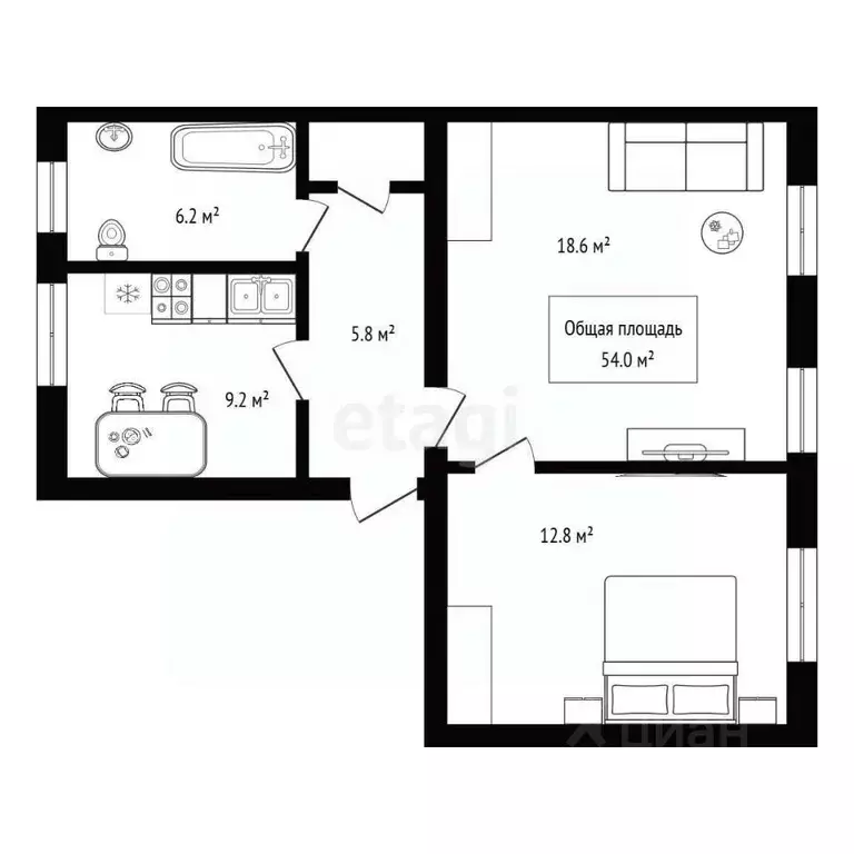 2-к кв. Новосибирская область, Новосибирск Омская ул., 89 (54.0 м) - Фото 1