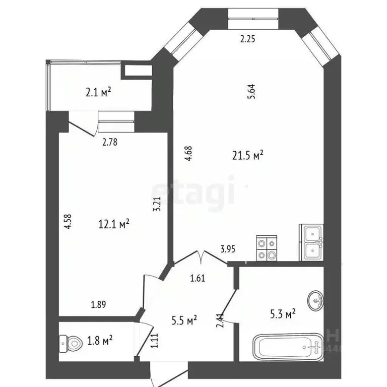 1-к кв. Тюменская область, Тюмень ул. Циолковского, 9к1 (48.8 м) - Фото 1