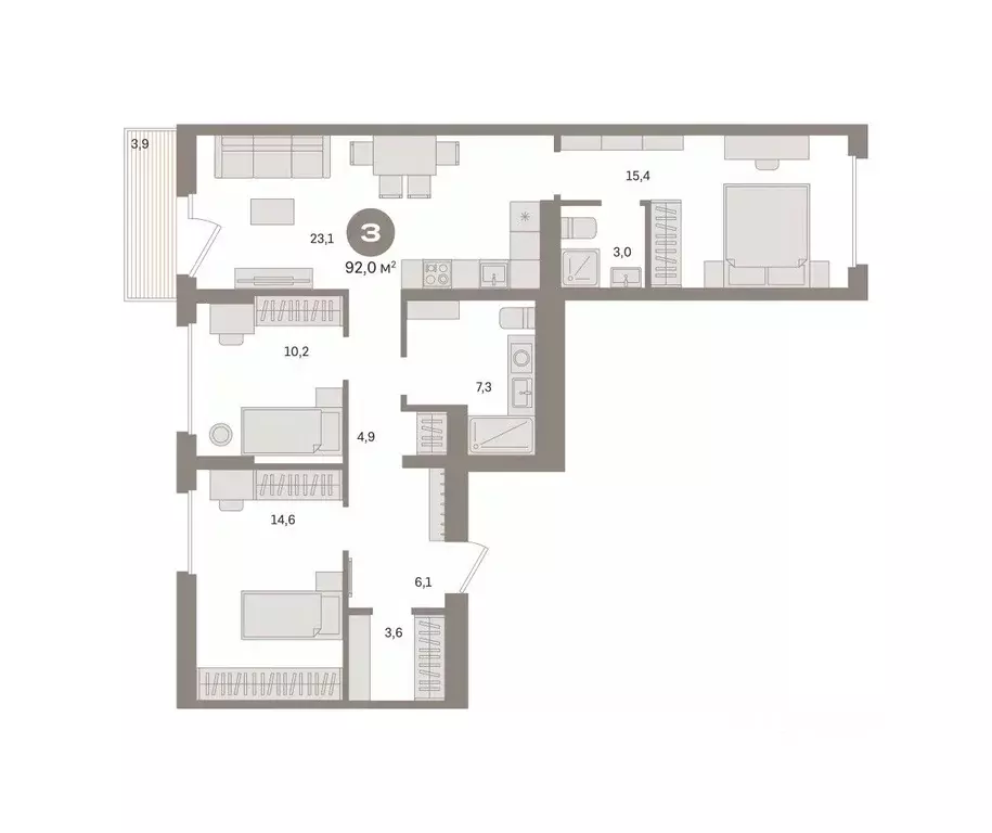 3-к кв. Омская область, Омск  (92.03 м) - Фото 2