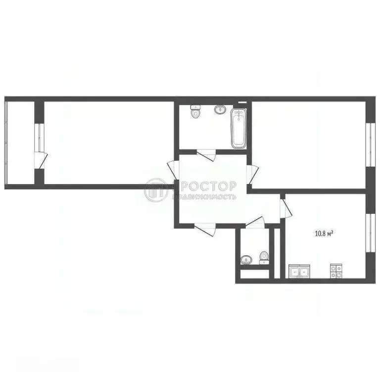 Квартира, 2 комнаты, 60.8 м - Фото 0